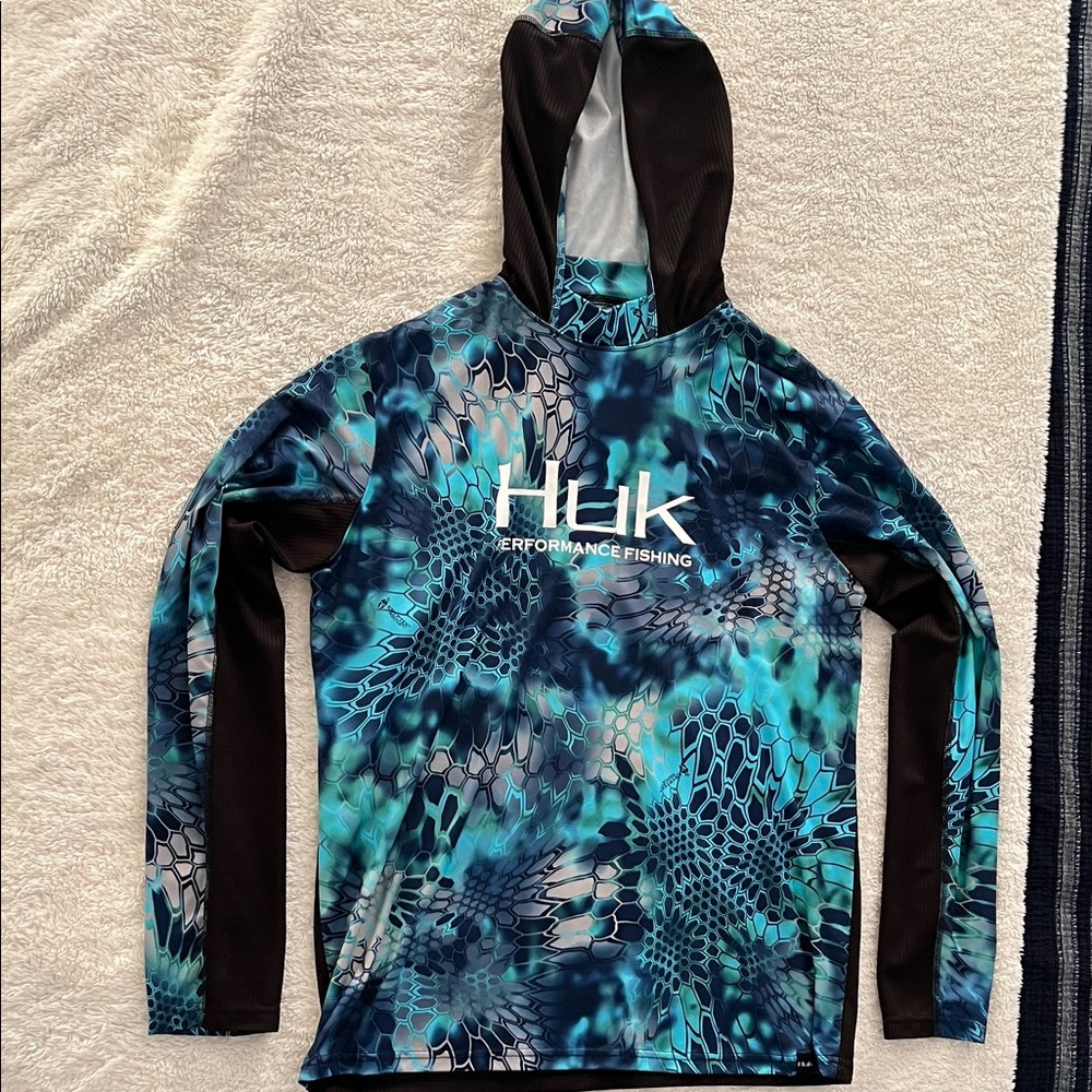 Huk Blue and Black Fishing Hoodie
